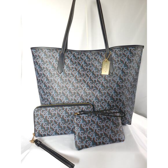 Coach City Tote(CF342) in Navy Blue Monogram Print - Picture 15 of 15